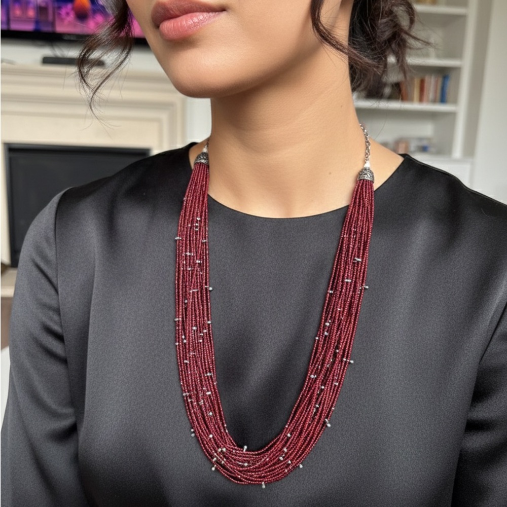 Elegant Beaded Necklace in Rich Red